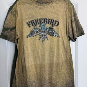 NWT: KEEP IT GYPSY “Freebird” Graphic T-Shirt - Tan / Army Green